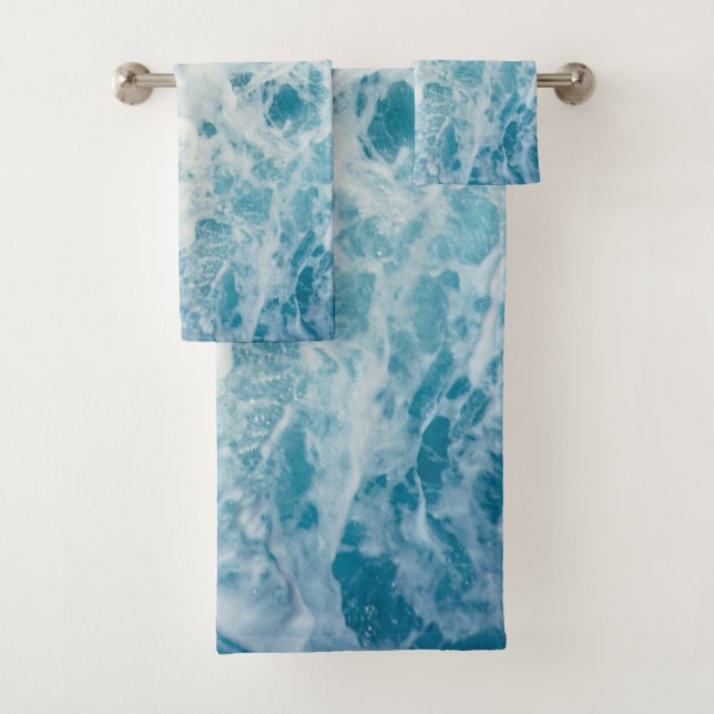 Blue Sea Water Bath Towel Set (Insitu)