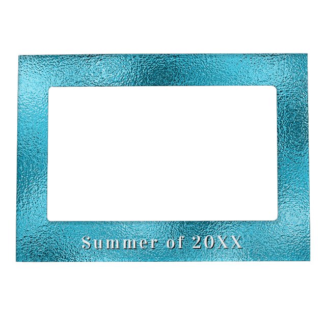 Blue sea water metallic summer beach magnetic frame (Front)