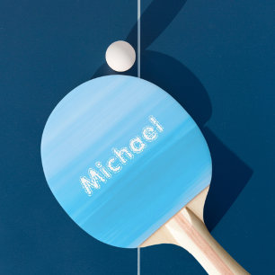 Blue sea water monogram name Ping-Pong paddle