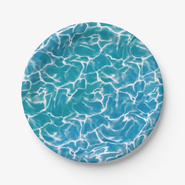 Blue Sea Water* Paper Plates (Front)