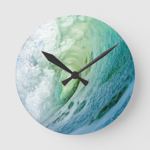 blue sea water watercolor design round clock