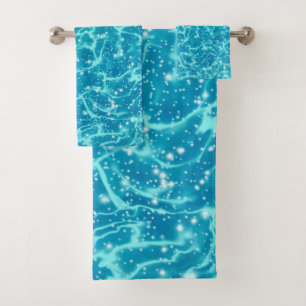 Blue Sea Water with Sparkles Bath Towel Set