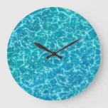 Blue sea Water with Sparkles Large Clock