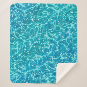 Blue Sea Water with Sparkles Sherpa Blanket