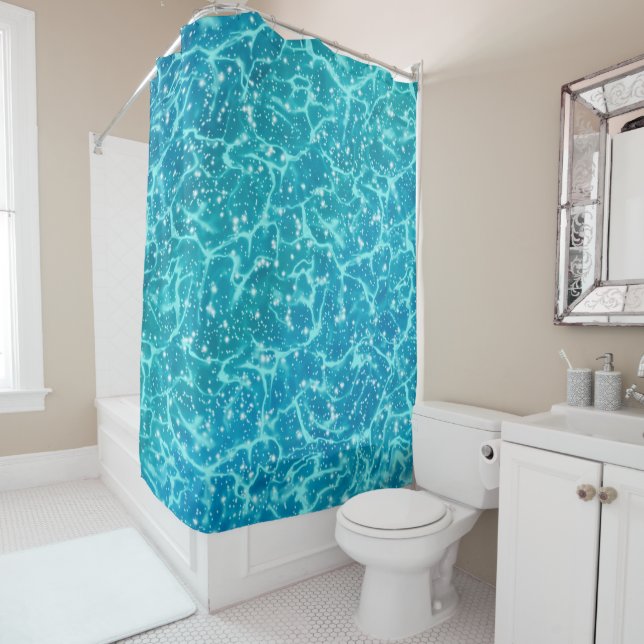 Blue Sea Water with Sparkles Shower Curtain (In Situ)