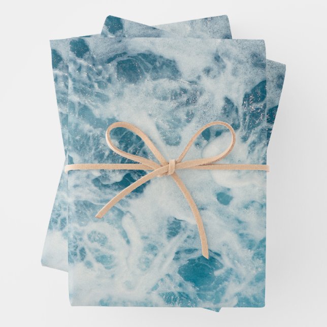 Blue Sea Water Wrapping Paper Sheets (In situ)
