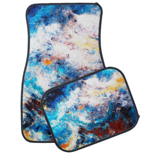 Blue sea wave. Artistic splashes of bright paints. Car Floor Mat