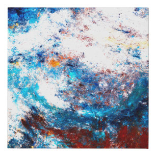 Blue sea wave. Artistic splashes of bright paints. Faux Canvas Print