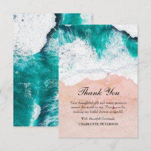 Blue Sea Waves Beach Theme Bridal Shower  Thank You Card