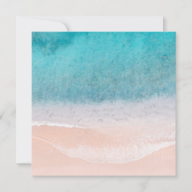 Blue Sea Waves Seaside Beach Sand Blank Custom Note Card (Front)