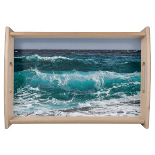 Blue Sea Waves Serving Tray