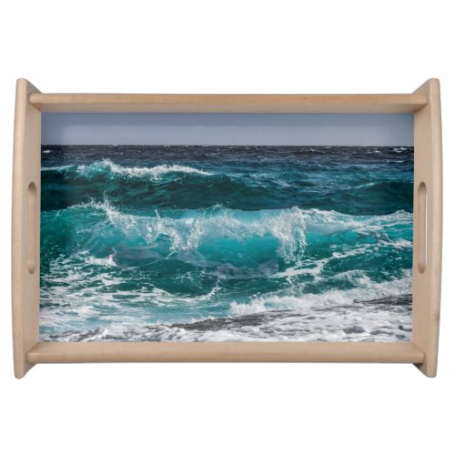  Blue Sea Waves Serving Tray