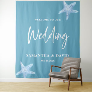 Blue Sea Wedding Welcome Sign Backdrop