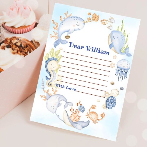 Blue Sea Whale Birthday Time Capsule Message Card