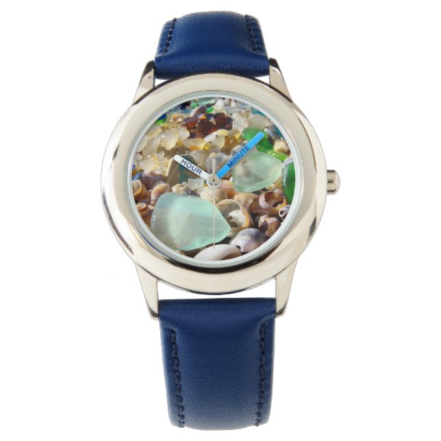 Blue Seaglass Watches custom Sea Glass Shells (Front)