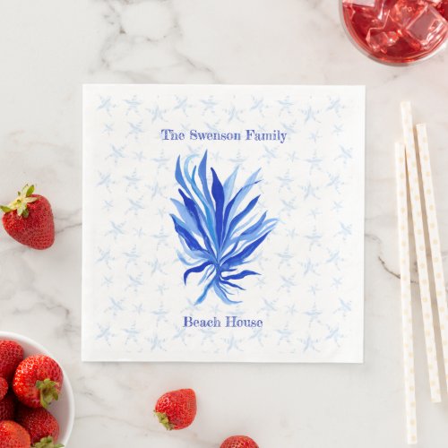 Blue seagrass with starfish   paper dinner napkins