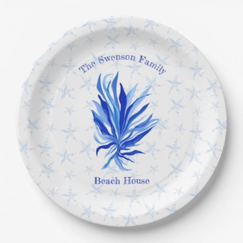 Blue seagrass with starfish    paper plates