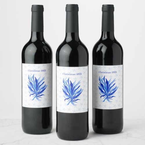 Blue seagrass with starfish  wine label