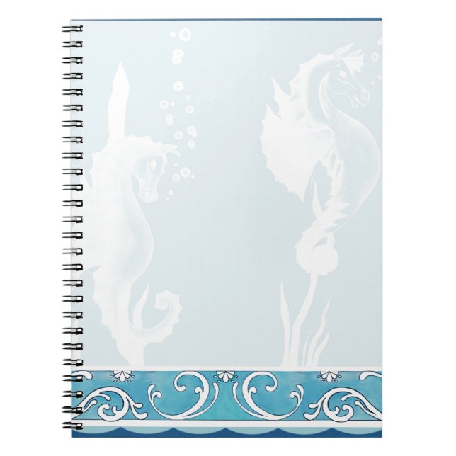 Blue SeaHorse and Swirl Design Notebook (Front)