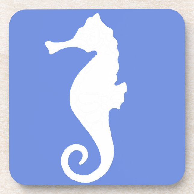 Blue Seahorse Beverage Coaster (Front)