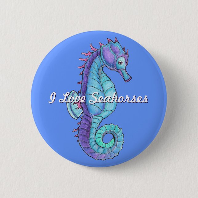 Blue Seahorse Button (Front)