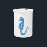 Blue seahorse coastal nautical ocean beach beverage pitcher<br><div class="desc">Blue seahorse. A modern nautical pattern. A range of modern design to decor your home, nursery or office. A stylish accent piece for a coastal cottage or beach themed room. Great for yourself or as a gift! Trendy, glamour, bold. See my store for more items with this image. If you...</div>