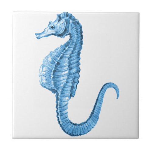 Blue seahorse coastal nautical ocean beach ceramic tile