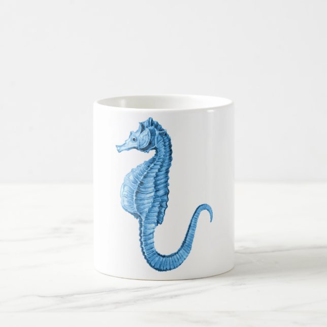 Blue seahorse coastal nautical ocean beach coffee mug (Center)