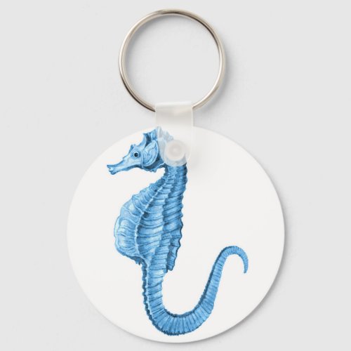 Blue seahorse coastal nautical ocean beach keychain