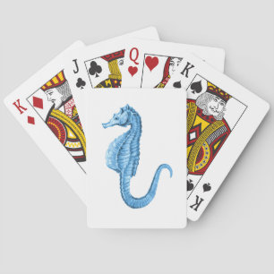 Blue seahorse coastal nautical ocean beach poker cards