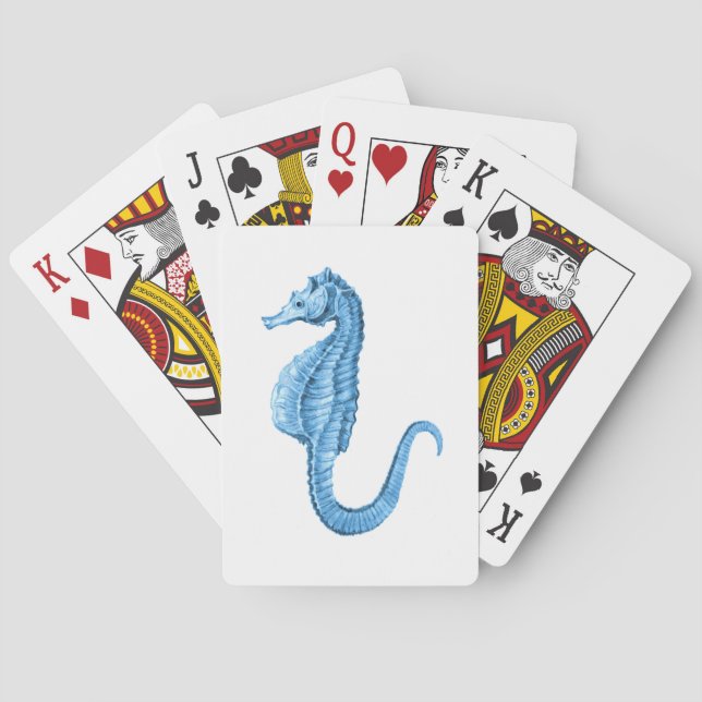 Blue seahorse coastal nautical ocean beach poker cards (Back)