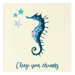 Blue Seahorse Inspirational Quote about Dreams Acrylic Print