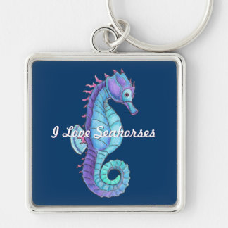 Blue Seahorse Keychain
