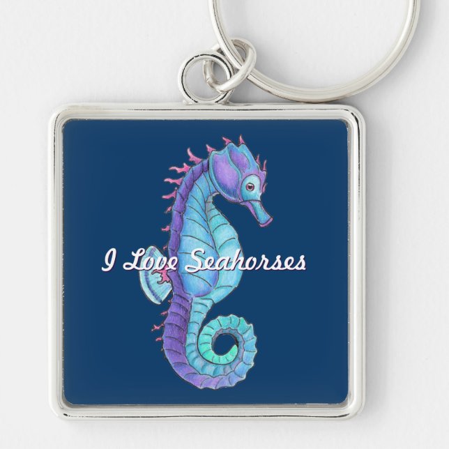 Blue Seahorse Keychain (Front)