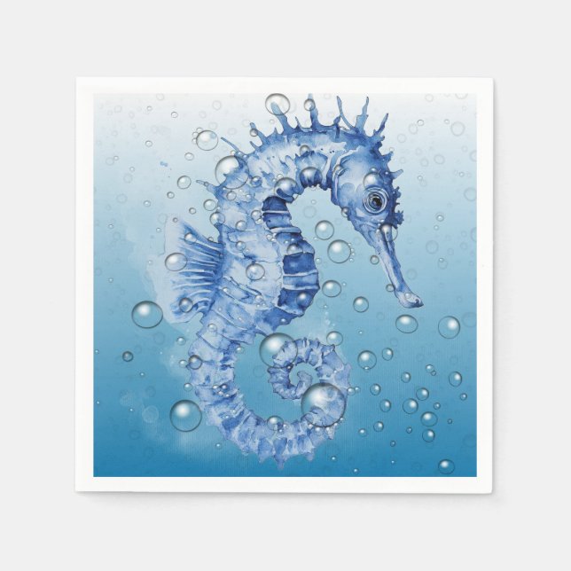 Blue Seahorse Napkins (Front)