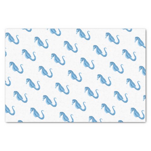 Blue seahorse nautical coastal ocean beach tissue paper