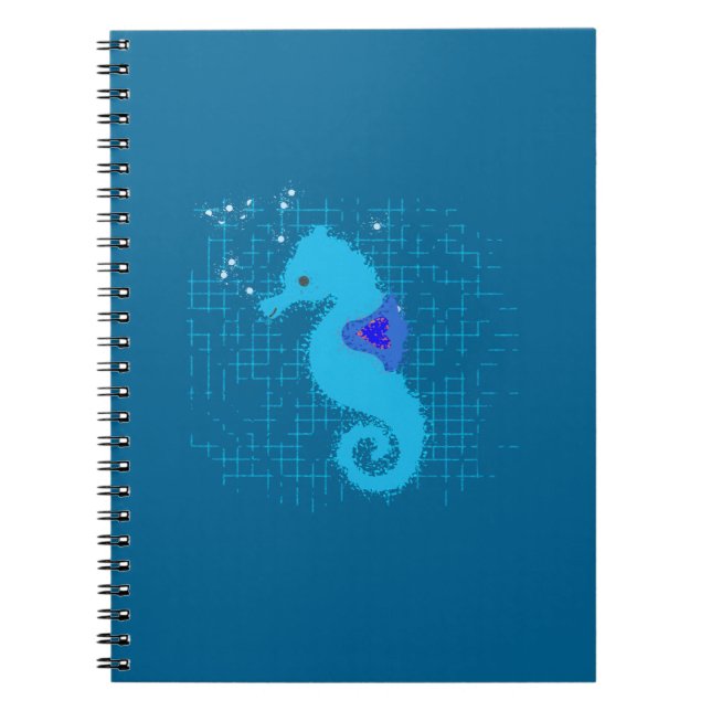 Blue Seahorse On Distressed Background Notebook (Front)