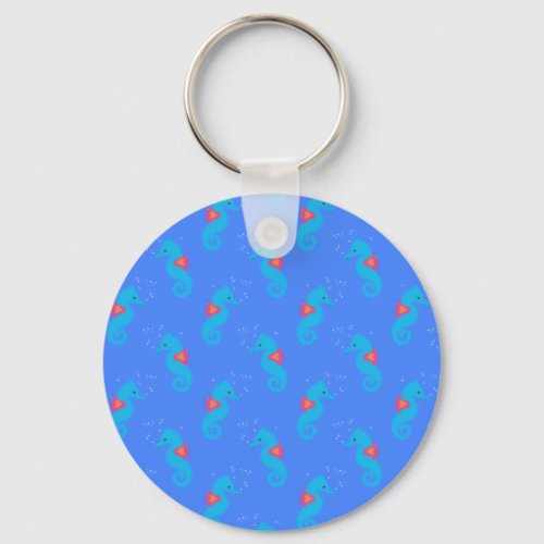 Blue Seahorse Pattern Keychain