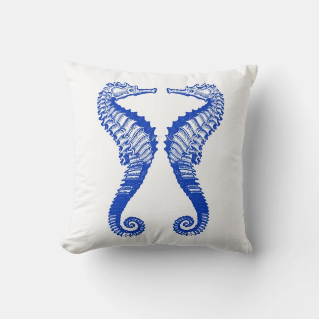 Blue Seahorse Pillow (Front)