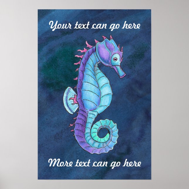 Blue Seahorse Print (Front)