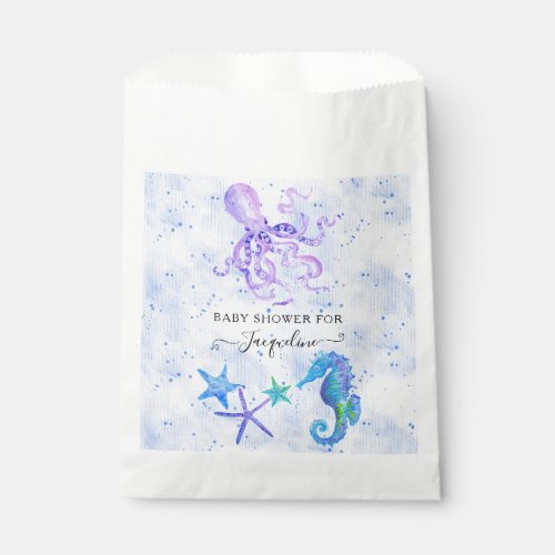Blue Seahorse Stafish Octopus Beach Baby Shower Favor Bag