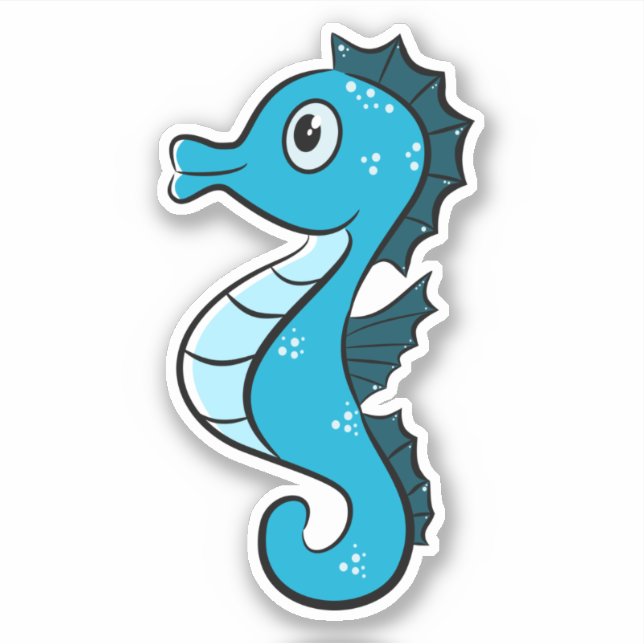 Blue Seahorse  Sticker (Front)