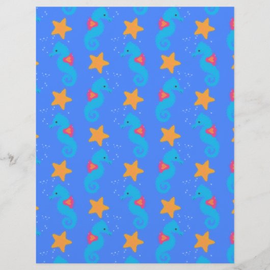 Blue Seahorses And Starfish Pattern (Front)