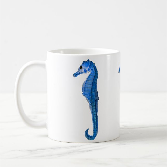 Blue Seahorses Coffee Mug (Left)