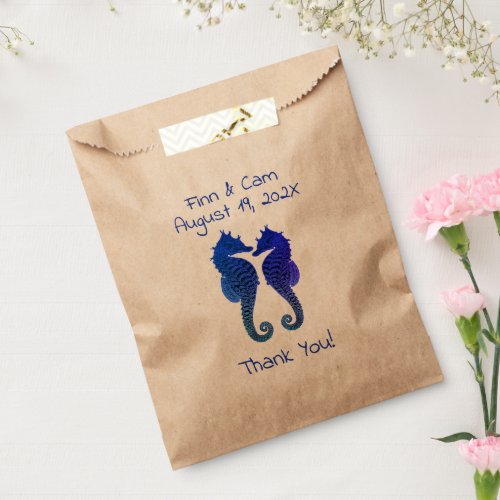 Blue Seahorses Wedding Favor Thank You Bags