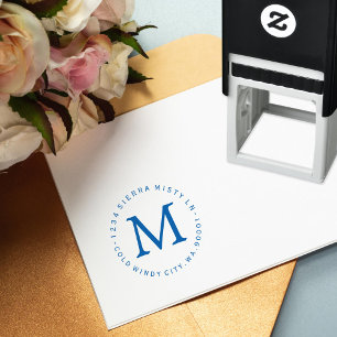Blue Seal Monogram Return Address Stamp