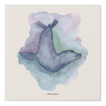 Blue seal watercolor painting