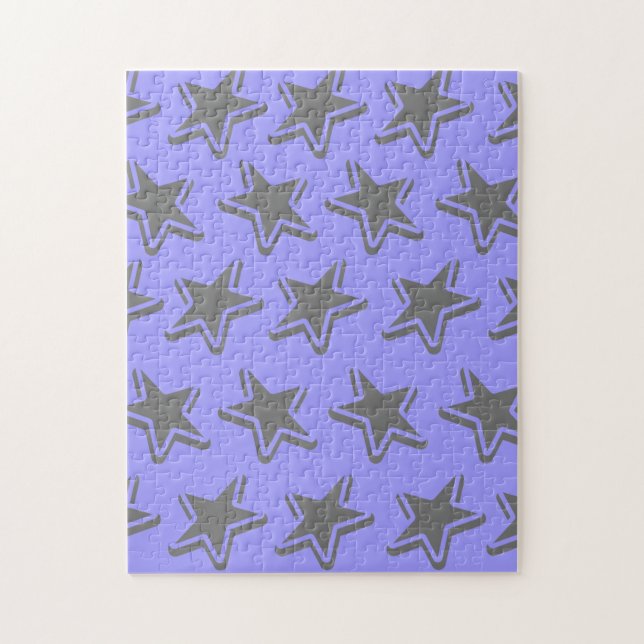 Blue Seamless Retro Style Gray Stars Pattern Jigsaw Puzzle (Vertical)