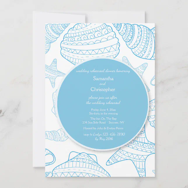 Blue Seas Shells Invitation | Zazzle