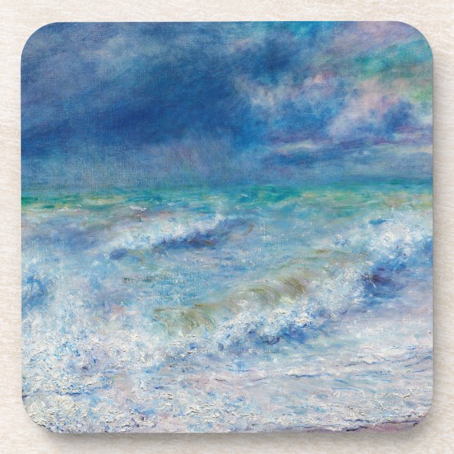 Blue Seascape by Renoir Beverage Coaster (Front)